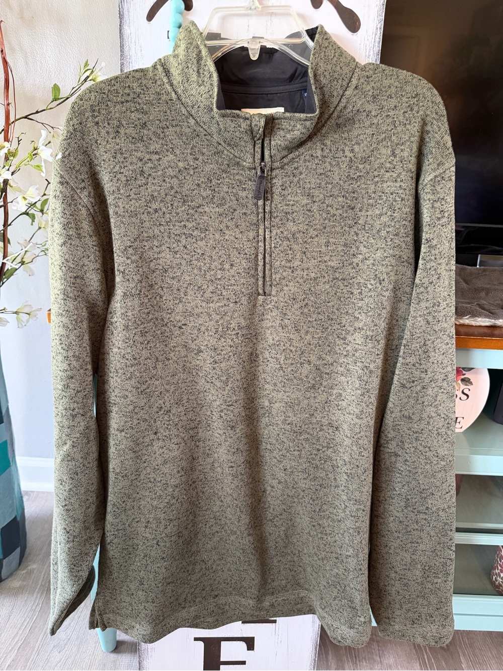 Wrangler Men’s Olive Heather Quarter-Zip Pullover Size XL